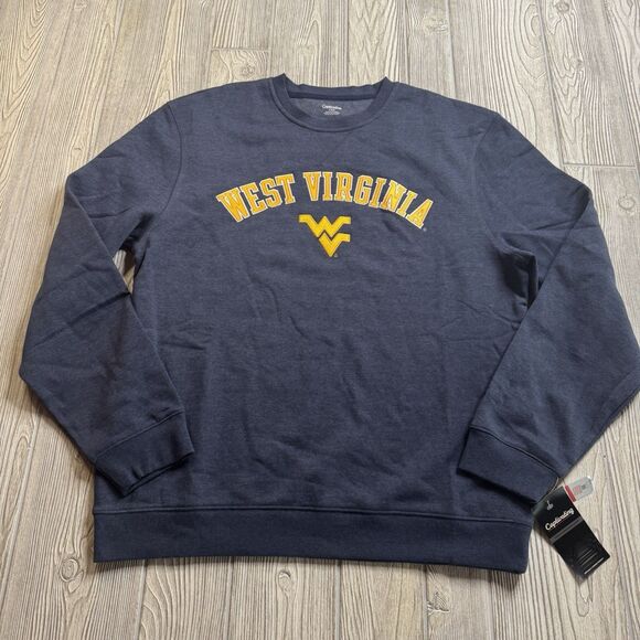 WVU West Virginia Mountaineers Crewneck Sweatshirt Men’s L Gray Sewn New - Picture 1 of 10